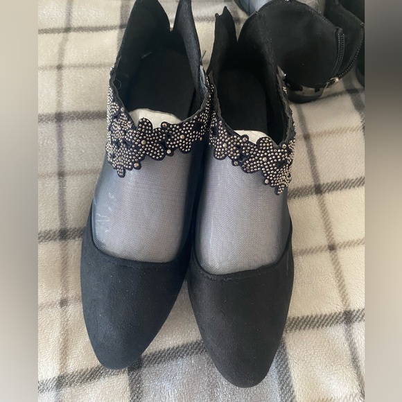 SHEIN NWT women’s black Pointed toe flats with rhinestones and mesh size 5 - Picture 7 of 8